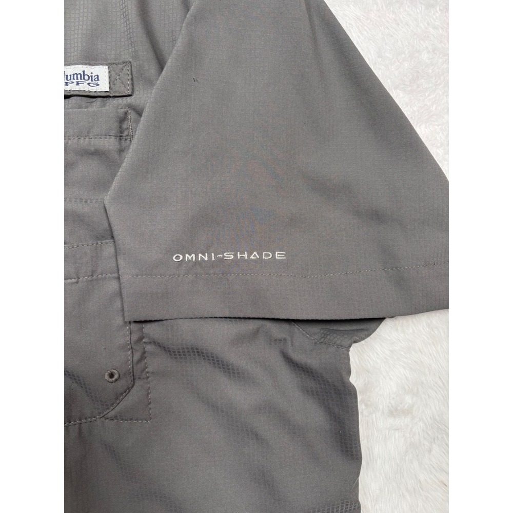 Columbia Tamiami II PFG Button Shirt Men 4X Gray Short Sleeve Fishing Vented UPF - Picture 3 of 12